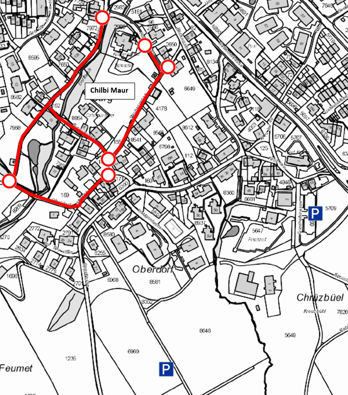 Bild mit gesperrten Strassen rund um das Gebiet der Chilbi Maur