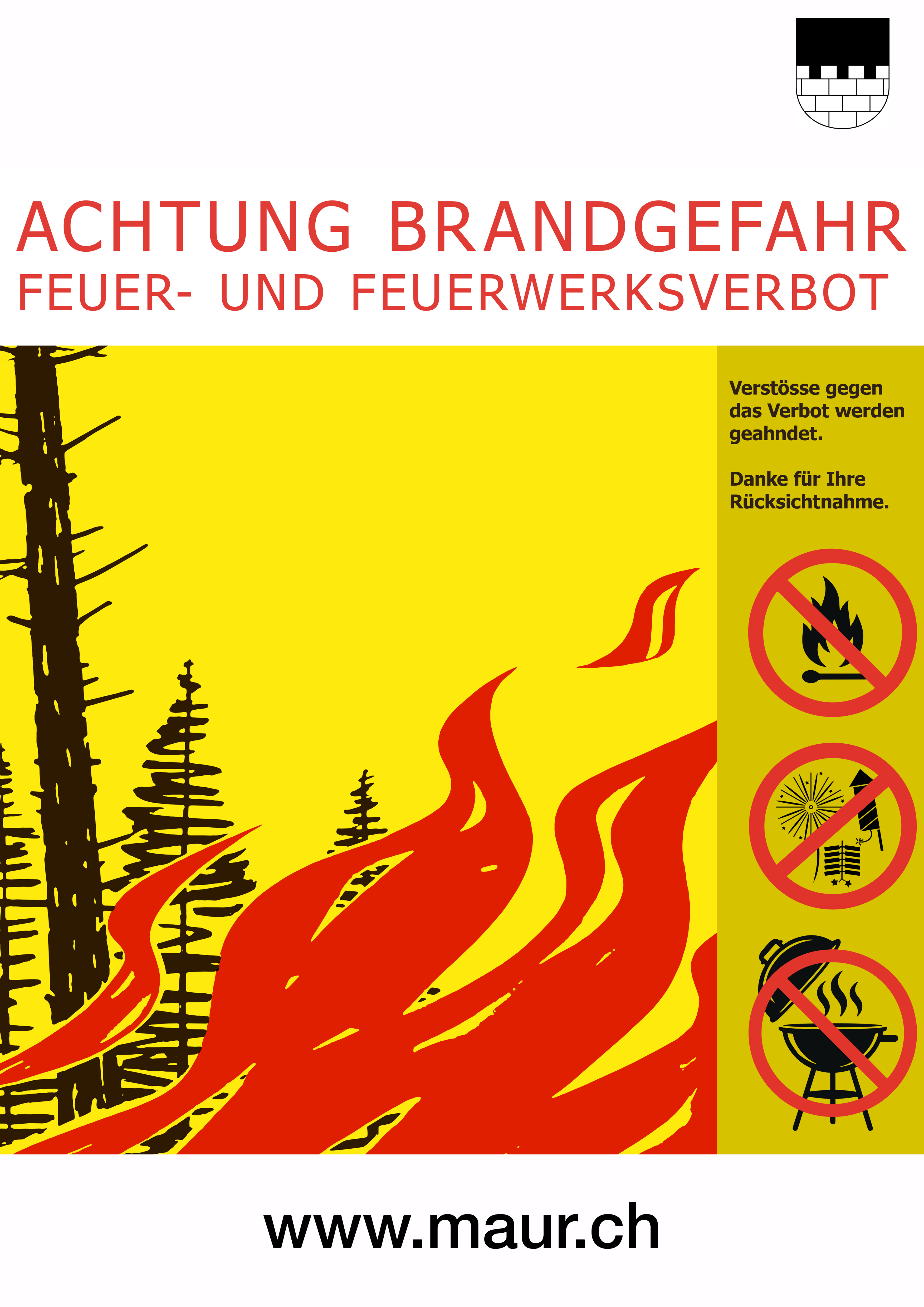 Bild Brandgefahr, Feuer- und Feuerwerksverbot